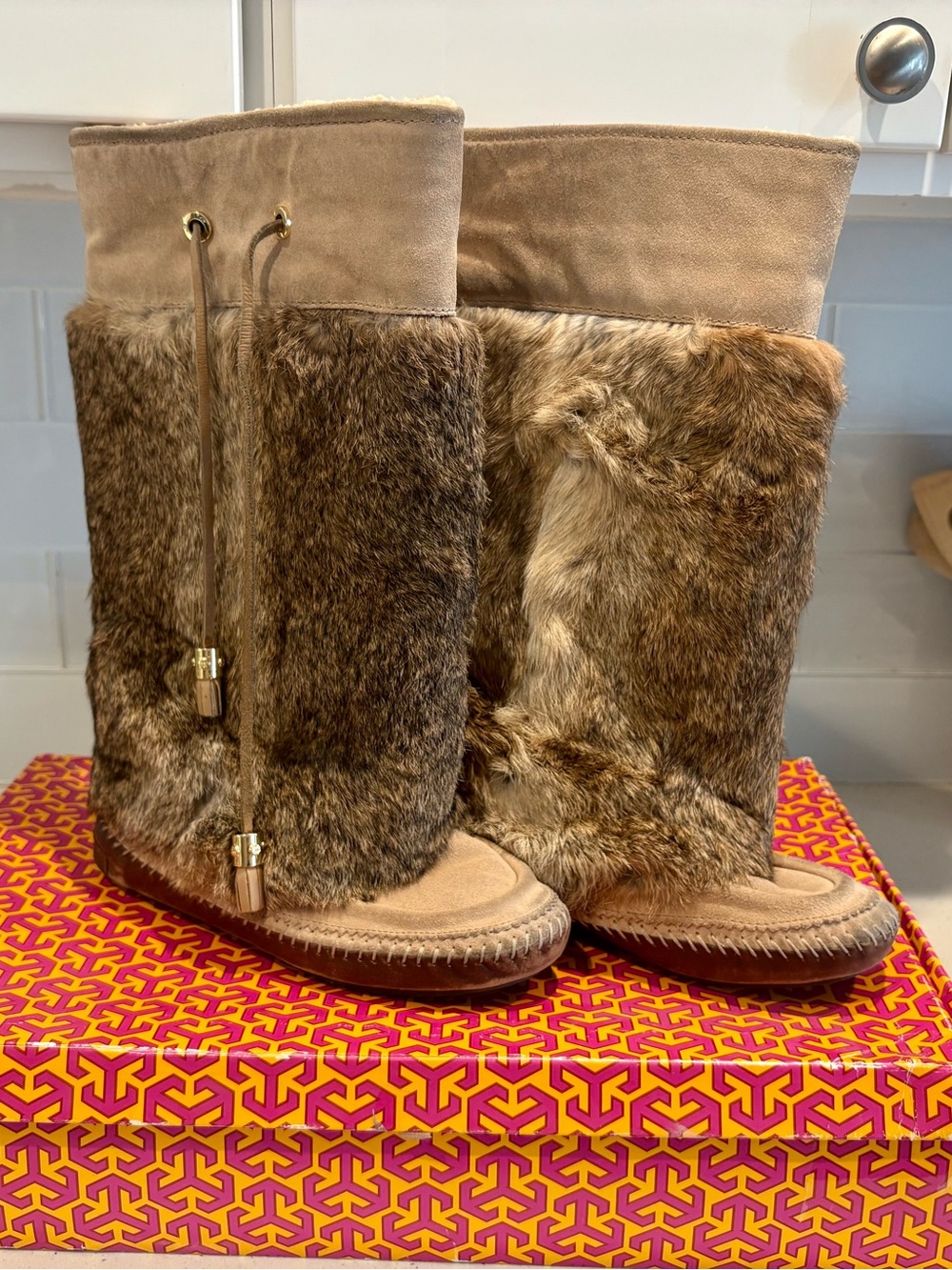 LIKE NEW! VINTAGE TORY BURCH APRES SKI BOOTS HEATHER BROWN SZ 10